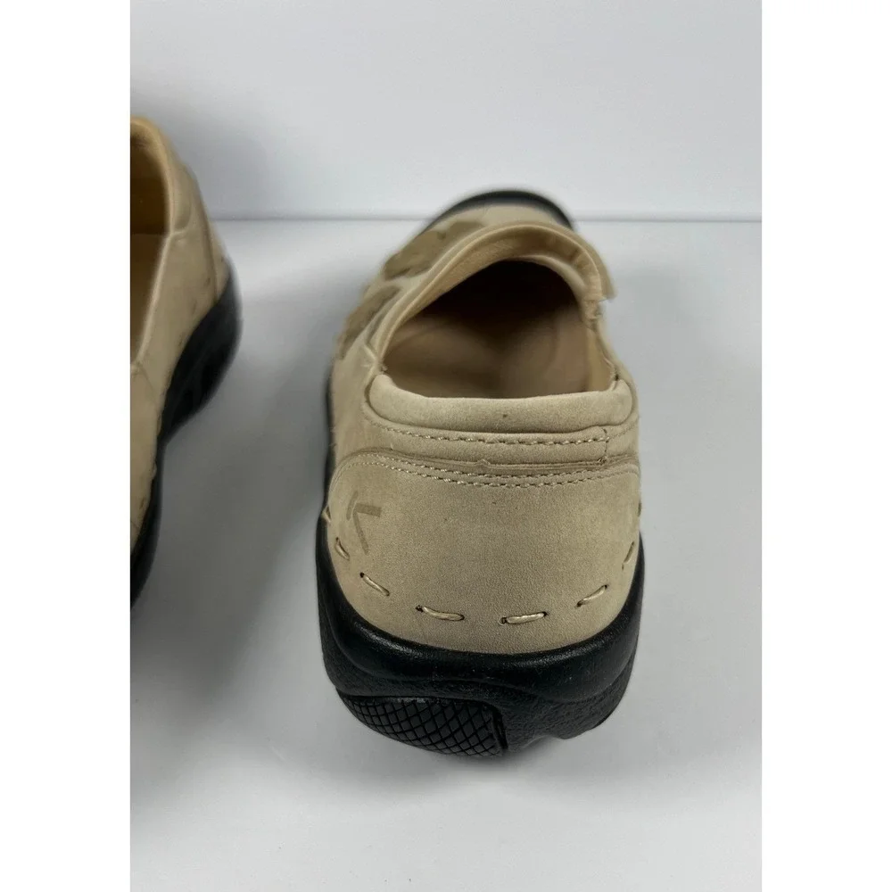 Keen Mary Jane Shoes Beige Leather Floral Leaf Applique Comfort Flats Womens 8.5